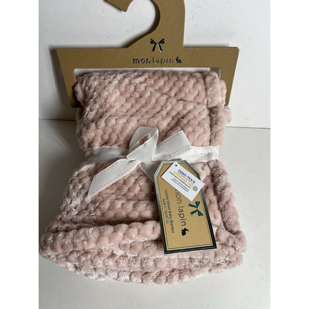 Baby Blanket Pink Super Soft Luxury 30x40 Inch Mon Lapin Brand New With Bow Tag